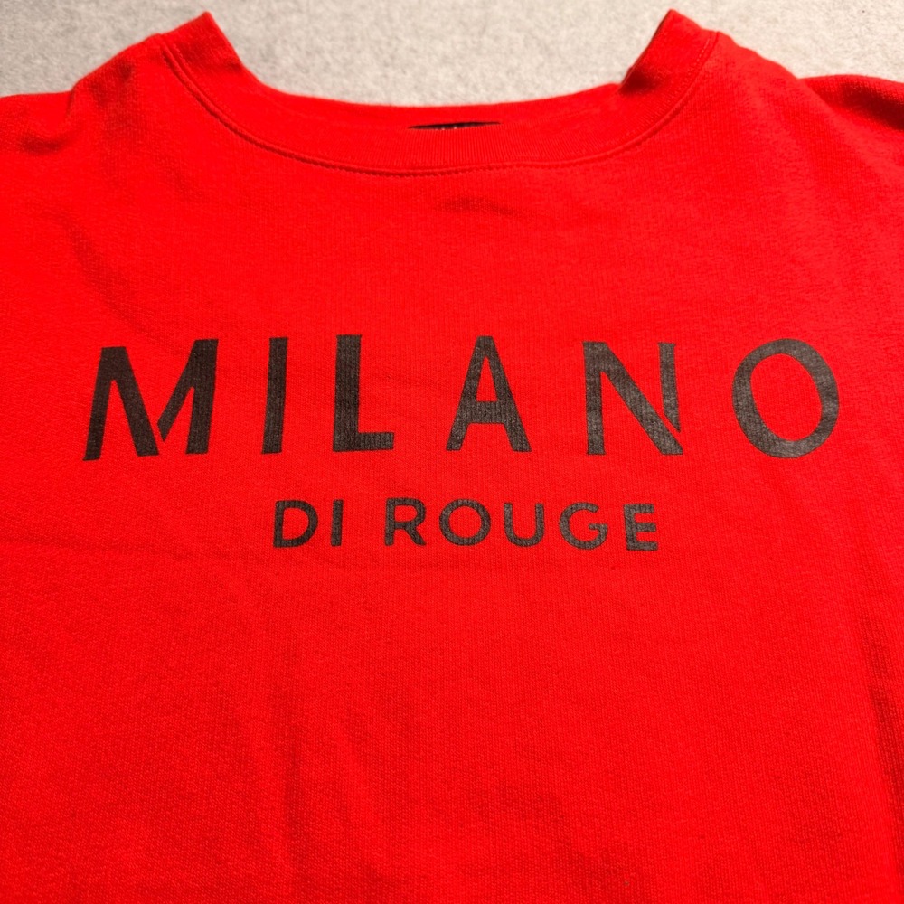 Milano Di Rouge Red Crewneck Sweatshirt Logo Graphic Pullover Small - Picture 3 of 7